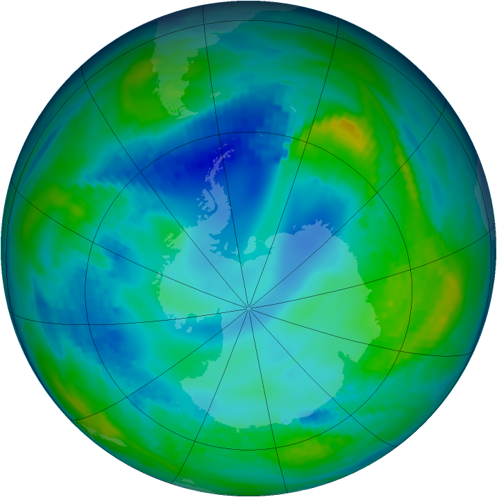 Antarctic ozone map for 10 May 1992